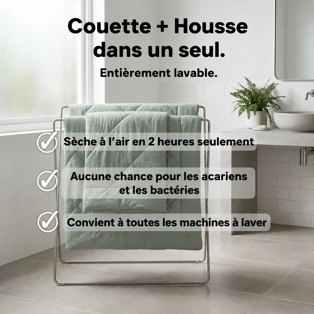 Couverture EasySleep® – La couette 2 en 1 à séchage rapide qui élimine le besoin de draps.