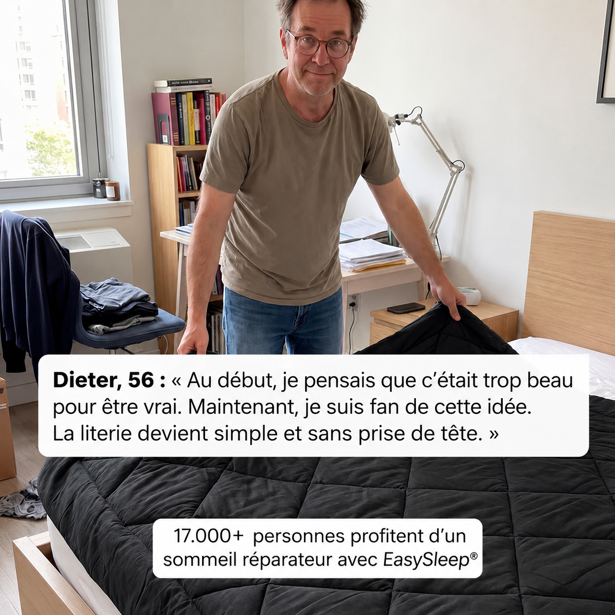 Couverture EasySleep® – La couette 2 en 1 à séchage rapide qui élimine le besoin de draps.